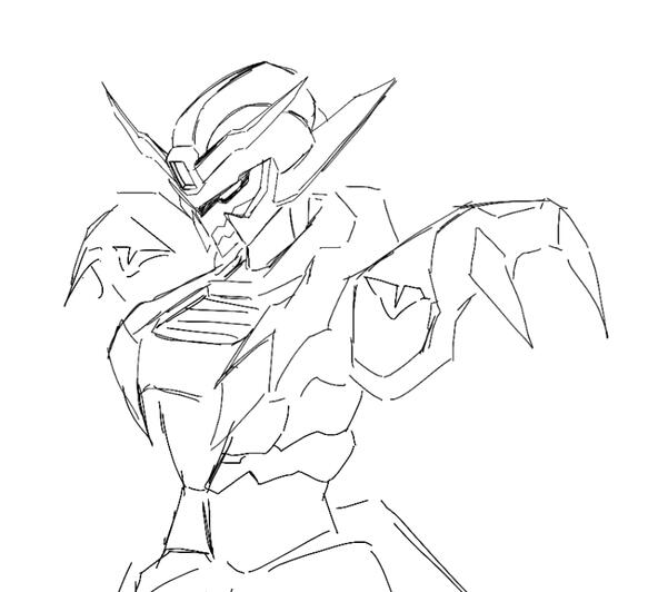 I&#39;m adding fang elements, snake eye prints and starting a large torso for an intimating look.